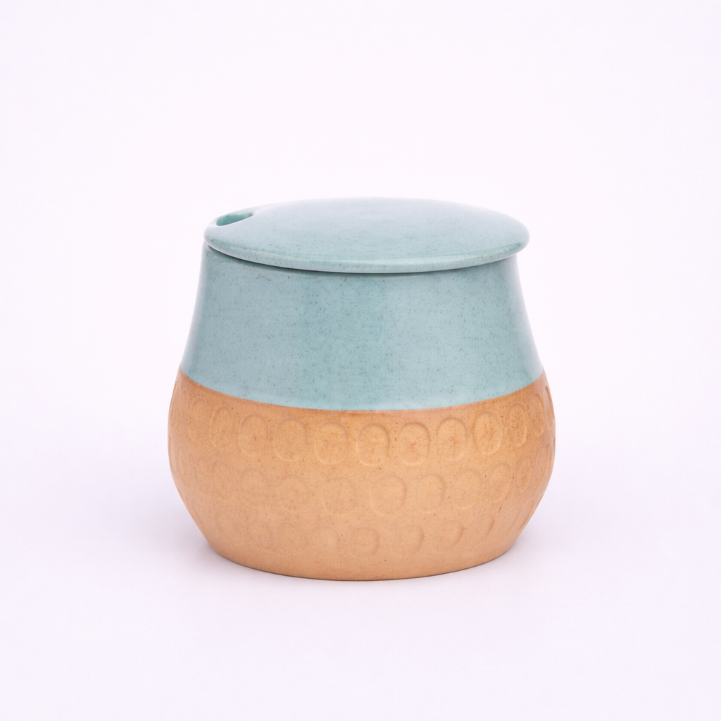 ceramic, ethical, handmade, Bottom Hammering Sugar Pot