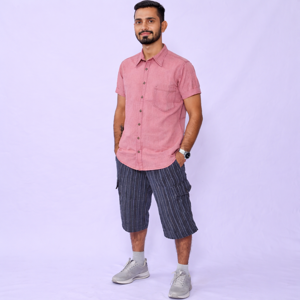 Cotton Shirt With Cotton Baggy Shorts