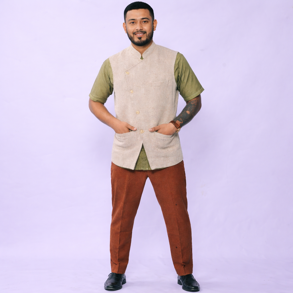 Allo Waist Coat With Rayon Shirt And Cotton Pant