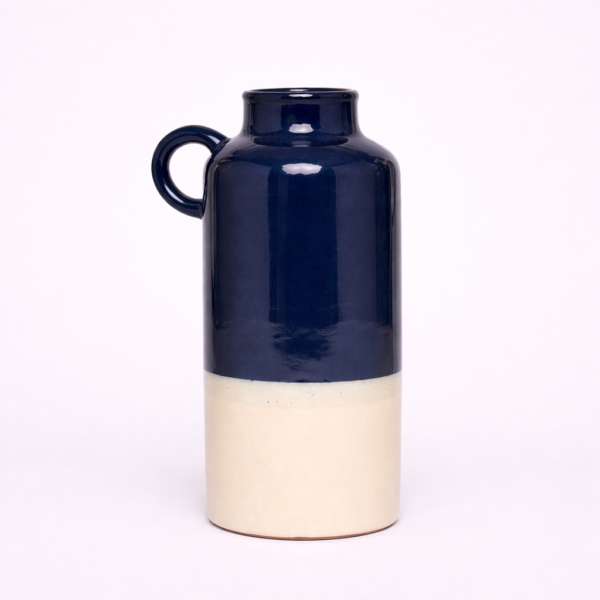 ceramic vase, sustainable, handcrafted, home decor, Hook Handled Two Color Tone Ceramic Vase