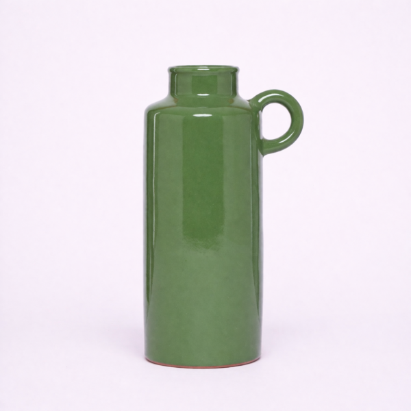 ceramic vase, sustainable, handcrafted, home decor, Hook Handled Single Color Ceramic Vase