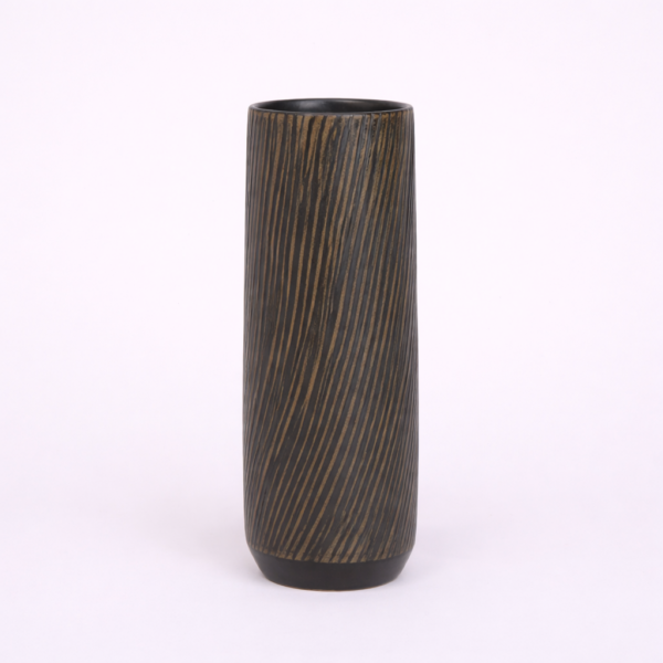 ceramic vase, sustainable, handcrafted, home decor, Diagonal Lines Cylinder Ceramic Vase