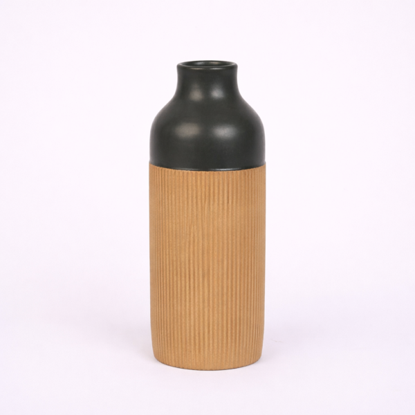ceramic vase, sustainable, handcrafted, home decor, Straight Line Long Neck Ceramic Vase