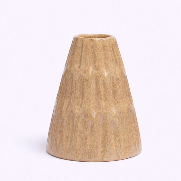 ceramic vase, sustainable, handcrafted, home decor, Patterned Cone Shaped Ceramic Vase