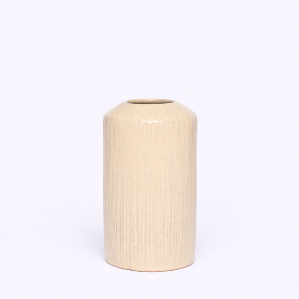 ceramic vase, sustainable, handcrafted, home decor, Combed Cylindrical Ceramic Vase