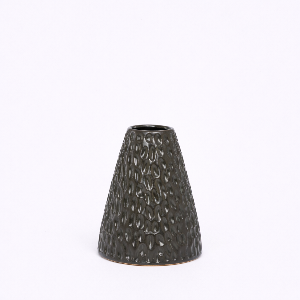 ceramic vase, sustainable, handcrafted, home decor, Grooved Textured Ceramic Vase