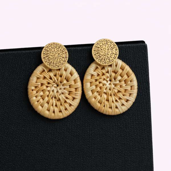 handcrafted, sustainable, eco friendly, earring, jewellery, Rustic Circle Brass & Grass Earring