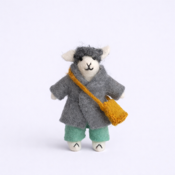 sustainable, handcrafted, felt doll, felt, home decor, gifting, Sheep Long Leg Doll