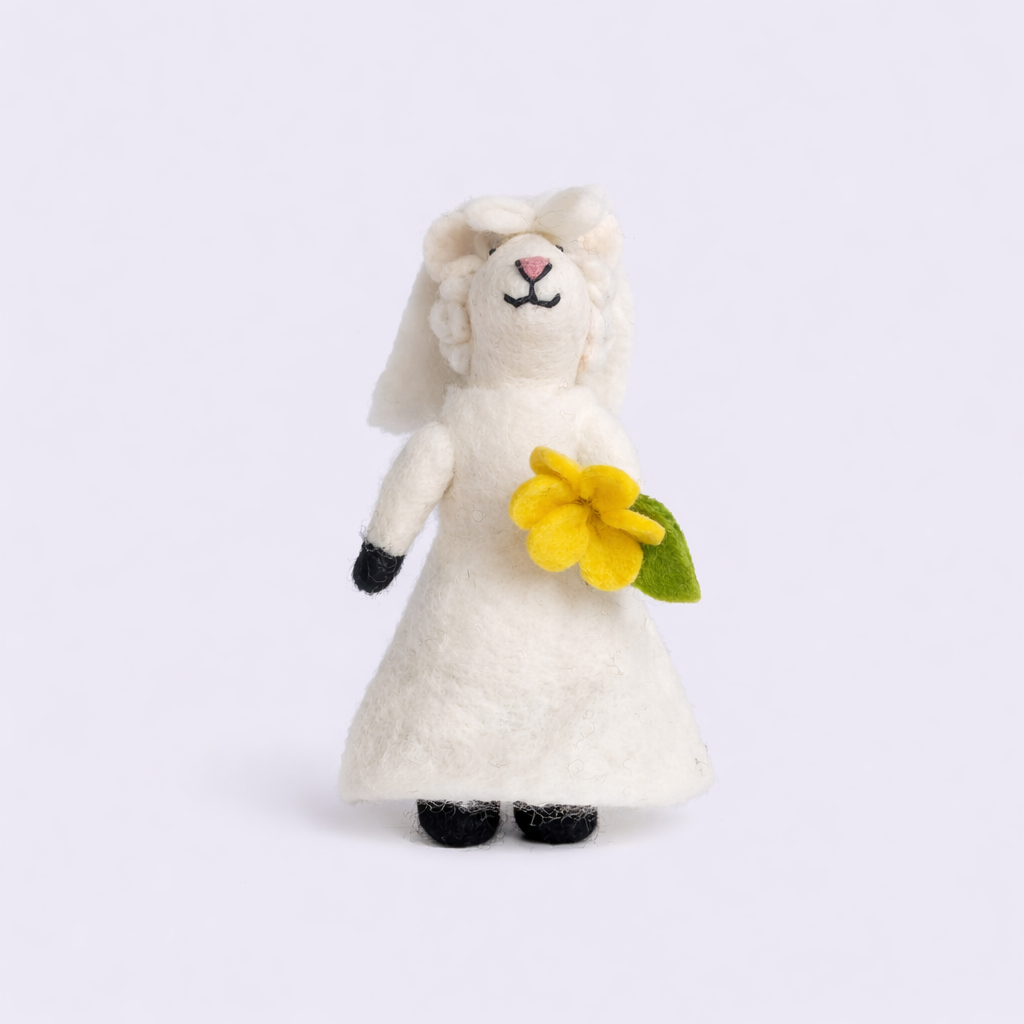 sustainable, handcrafted, felt doll, felt, home decor, gifting, Sheep Bride Doll