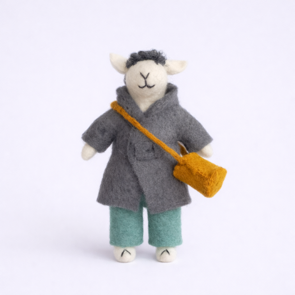 sustainable, handcrafted, felt doll, felt, home decor, gifting, Sheep Long Leg Doll