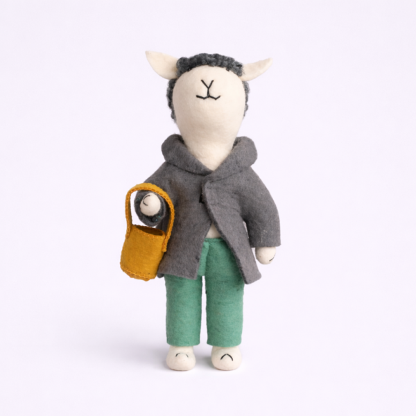sustainable, handcrafted, felt doll, felt, home decor, gifting, Sheep Long Leg Doll