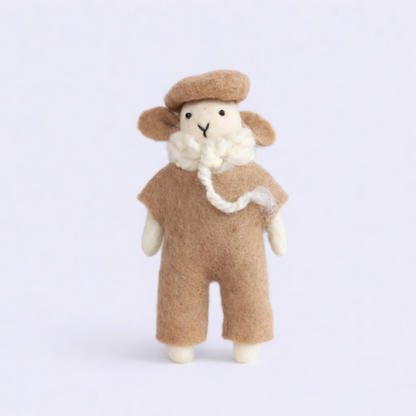 sustainable, handcrafted, felt doll, felt, home decor, gifting, Sheep Male Straight Leg Doll