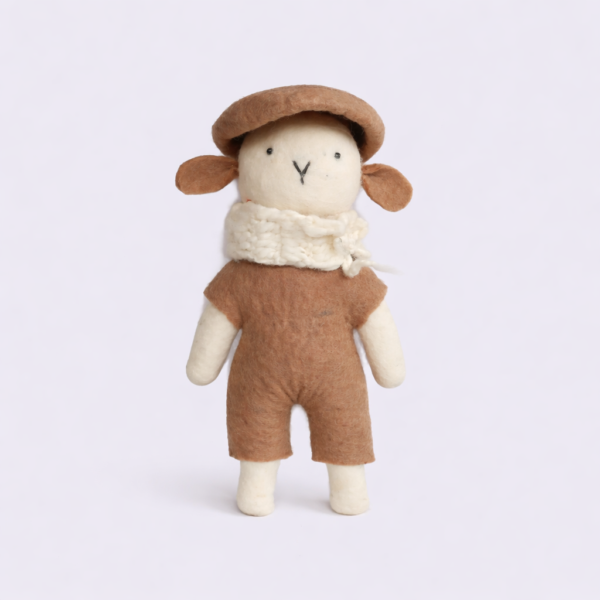 sustainable, handcrafted, felt doll, felt, home decor, gifting, Sheep Male Straight Leg Doll