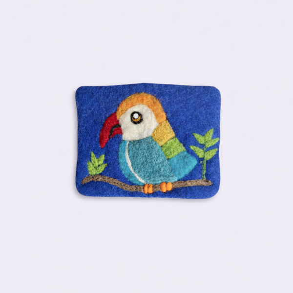 felt, handcrafted, sustainable, purse, eco friendly, Parrot Purse