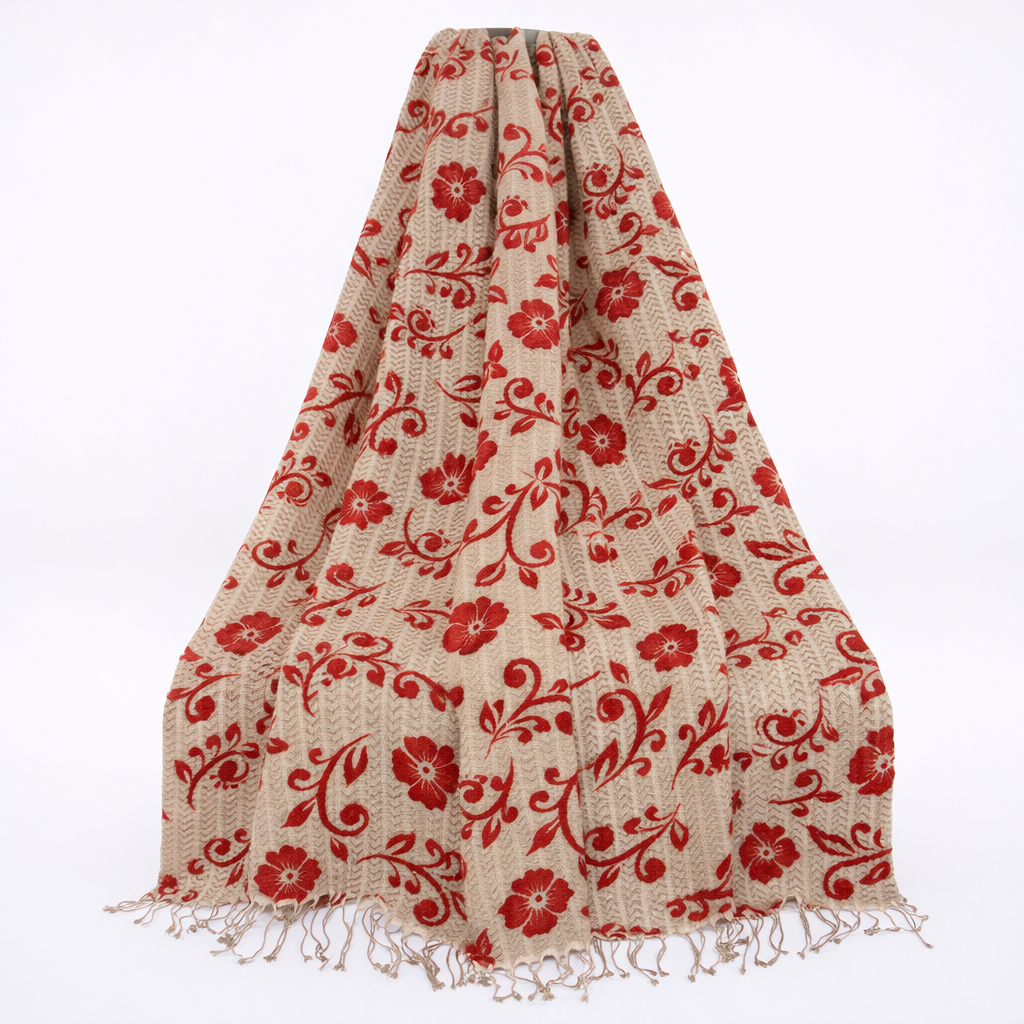 Sheep Wool Screen Printed Shawl