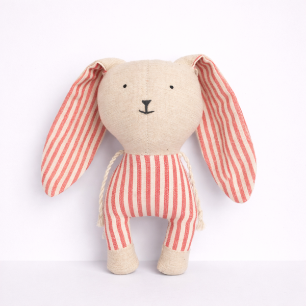 soft toys, handcrafted, sustainable, Stripe Bunny With Leg