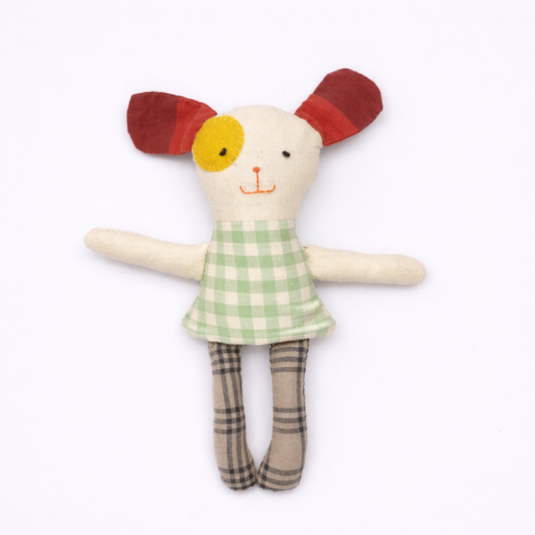 soft toys, handcrafted, sustainable, Eye Patched Dog Doll