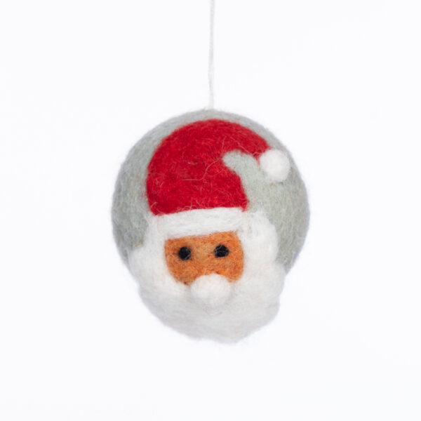 sustainable, ethical, handcrafted, eco friendly, home decor, christmas , Felt santa Bauble