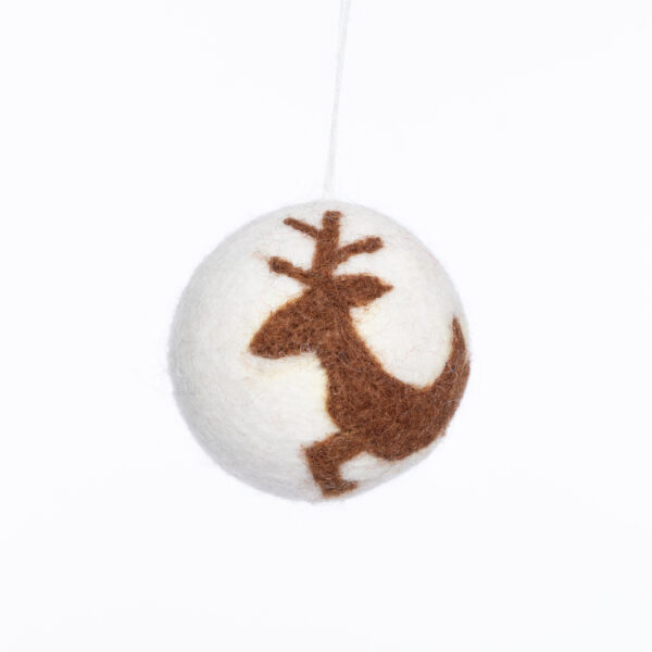 sustainable, ethical, handcrafted, eco friendly, home decor, christmas , Felt Reindeer Bauble