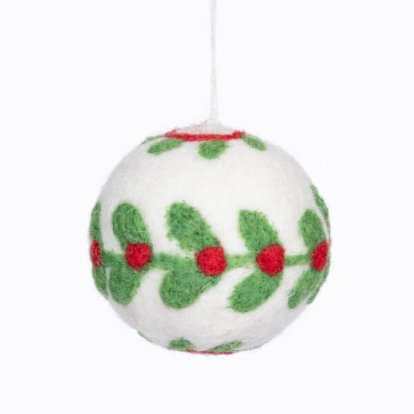 sustainable, ethical, handcrafted, eco friendly, home decor, christmas , Felt Leaf Bauble
