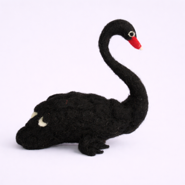 felt toy, decorative, handcrafted, sustainable, home decor, Felt Black Swan Toy