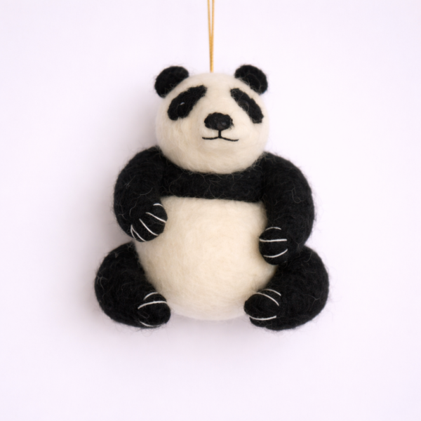 felt toy, decorative, handcrafted, sustainable, home decor, felt panda toy
