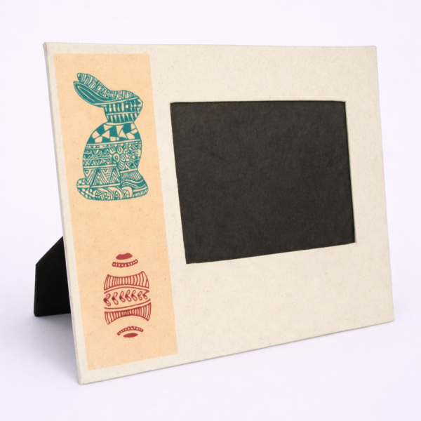 handmade, lokta paper, eco friendly, sustainable, Easter Egg and Rabbit Photo Frame