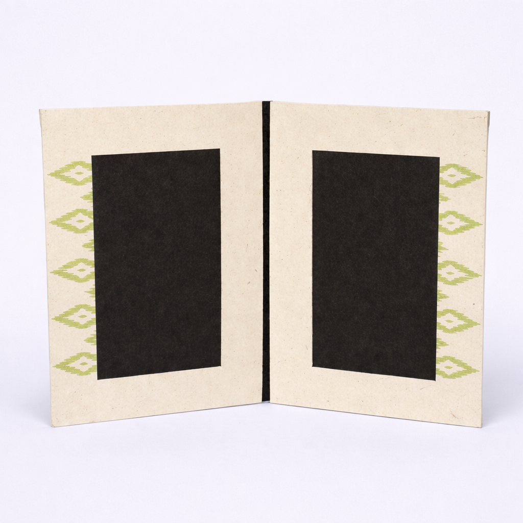 handmade, lokta paper, eco friendly, sustainable, Dhaka All Over Printed Double Photo Frame