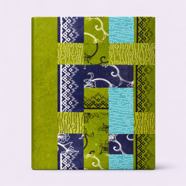 Green Patchwork Notebook, notebook, sustainable, eco friendly, stationery, handcrafted