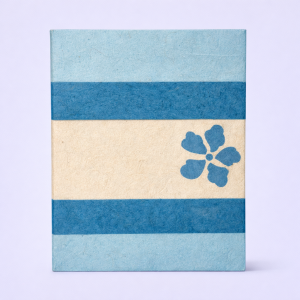 Blue Stripe Flower Notebook, sustainable, eco friendly, stationery, handcrafted