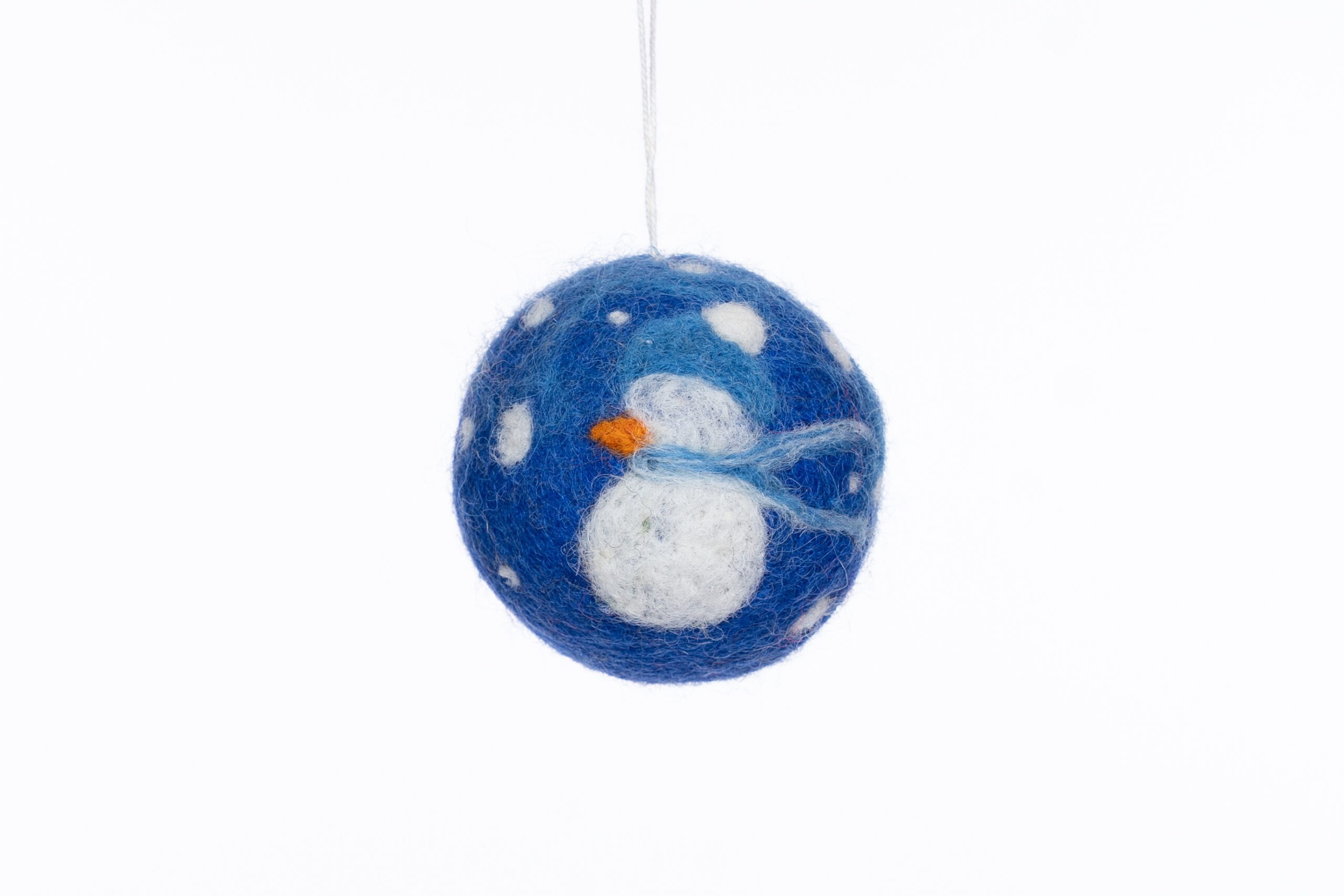 sustainable, ethical, handcrafted, eco friendly, home decor, christmas , felt snowman bauble