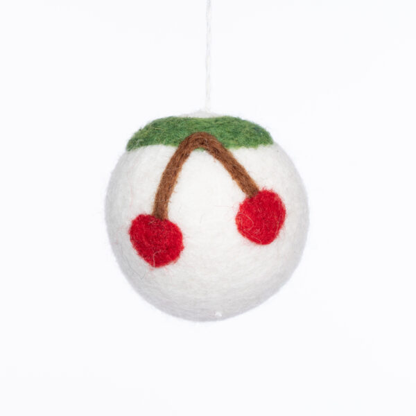 sustainable, ethical, handcrafted, eco friendly, home decor, christmas , Felt Cherry Bauble