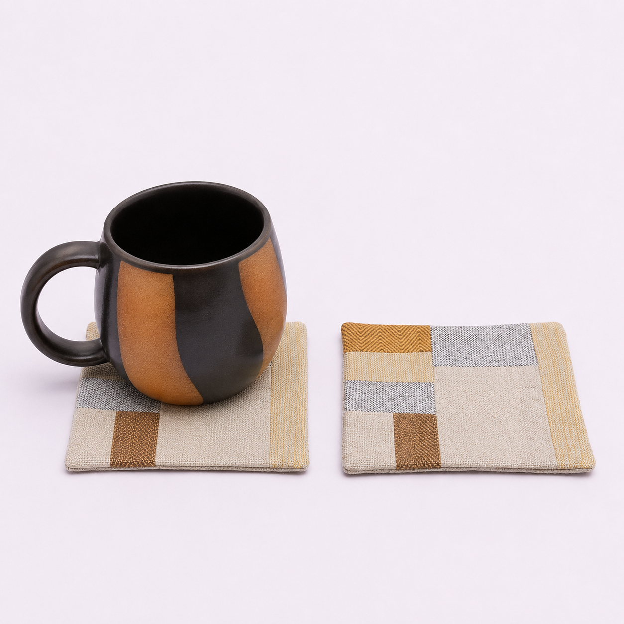 sustainable, ethical, handcrafted, table decor, eco friendly, kitchen decor, home decor, Leftover Cotton Patched Coaster