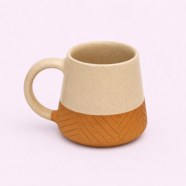 handcrafted, ceramic, sustainable, ethical, Bottom Chevron Pattern Cup